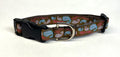 Brown with Blue and Pink Paisley Design Dog Collar 3/4