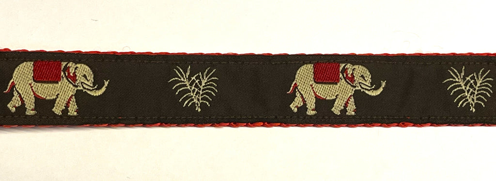 Brown with Elephants Dog Collar 1in