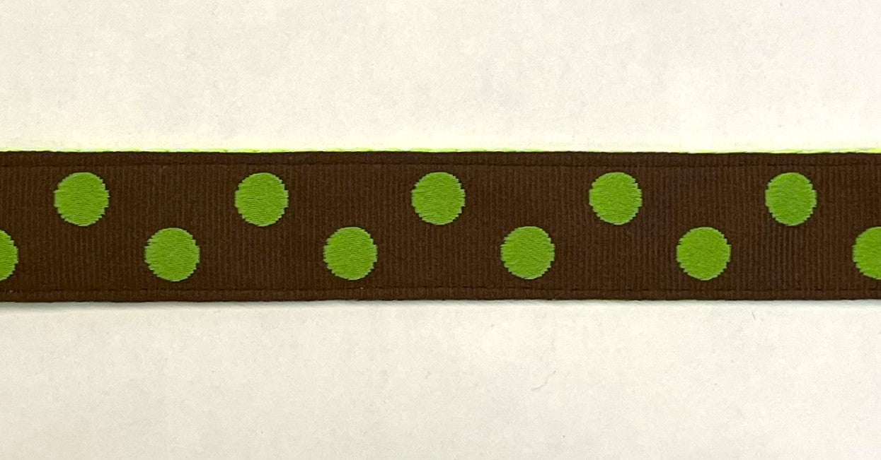 Brown with Green Dots Dog Leash 1in