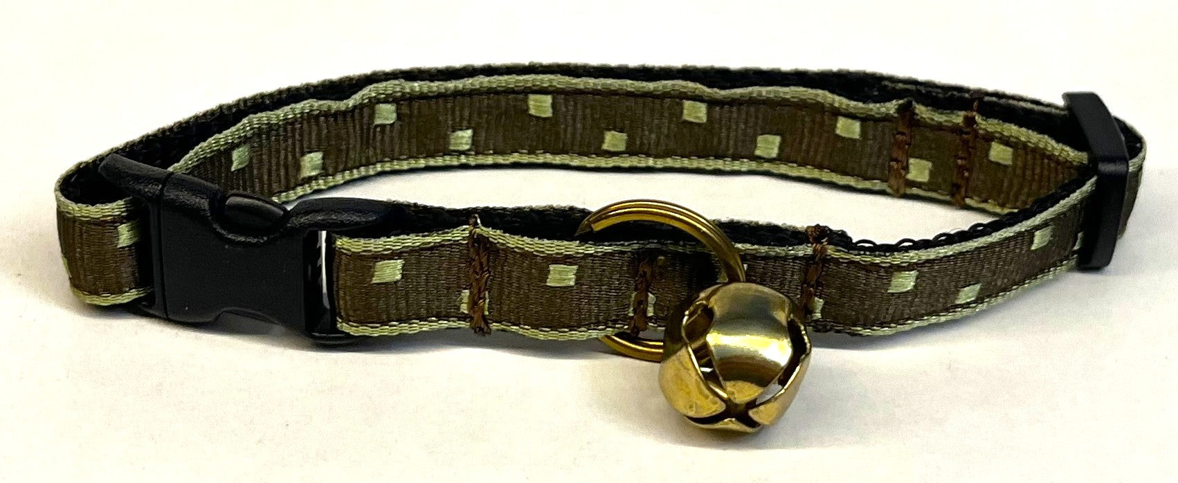 Brown with Green Square Dots Cat Collar