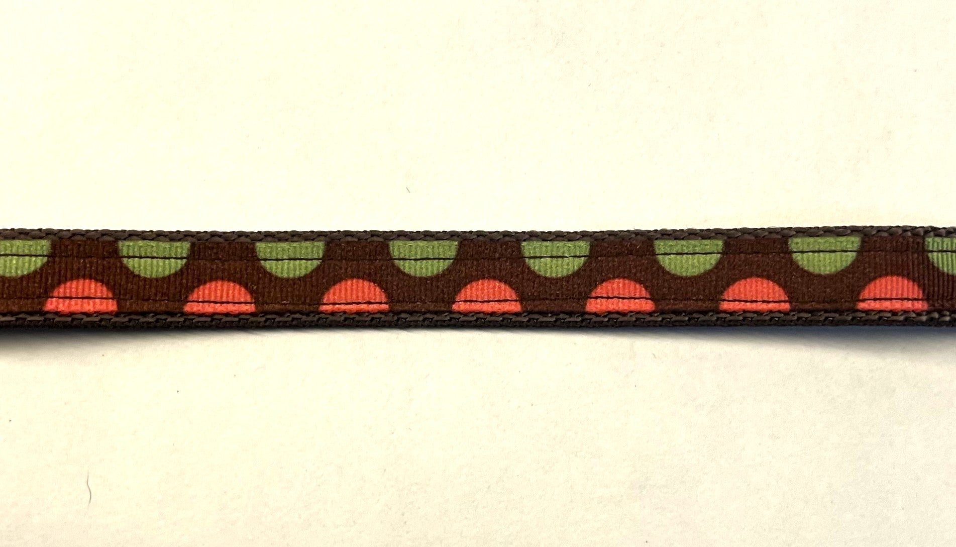 Brown with Green and Pink Half Circles Dog Collar 1/2