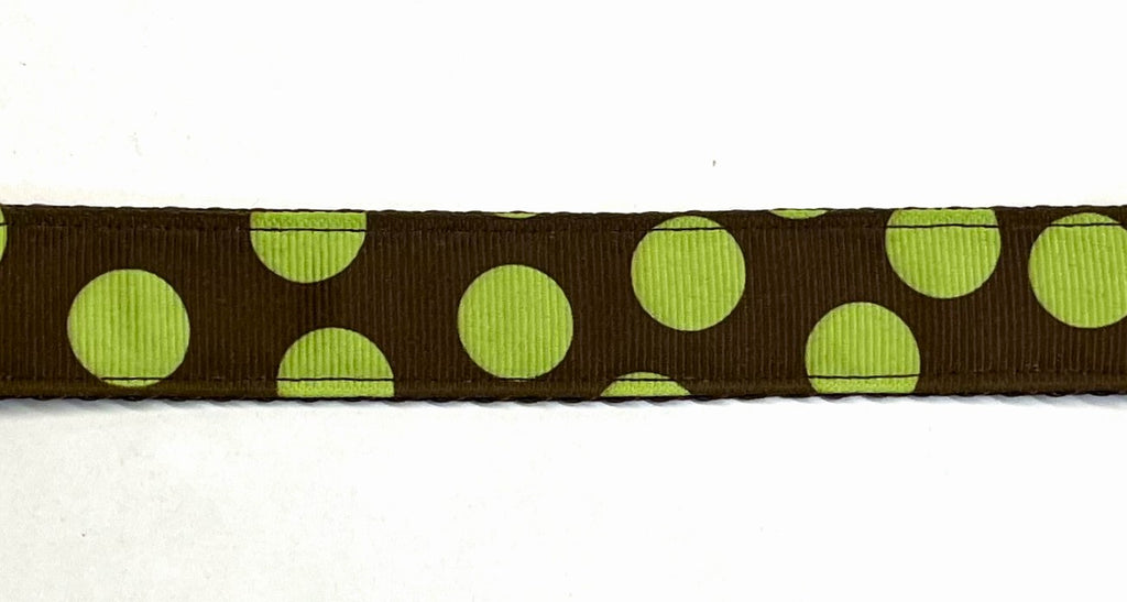 Brown with Green Offset Dots Dog Leash 1in