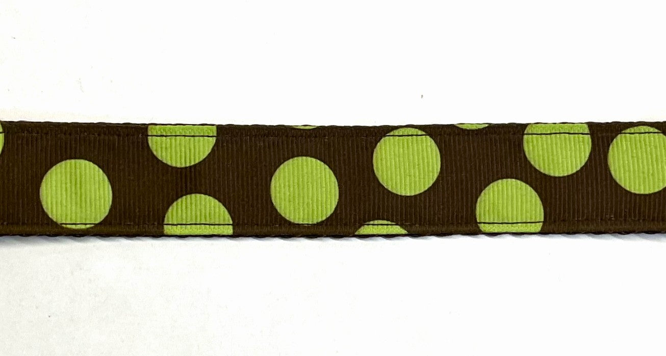 Brown with Green Offset Dots Dog Leash 1in