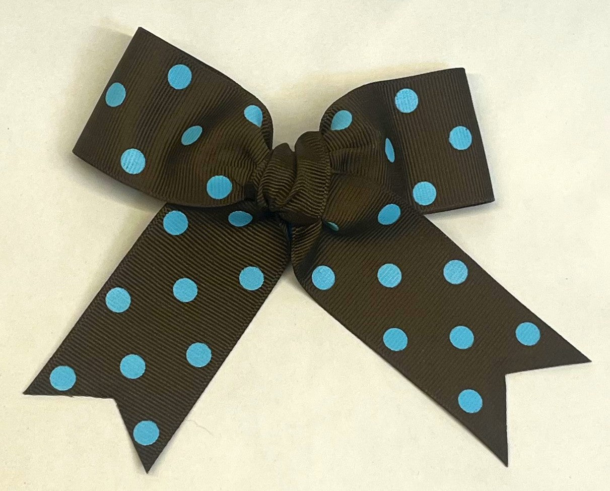 Brown with light blue dots collar bow
