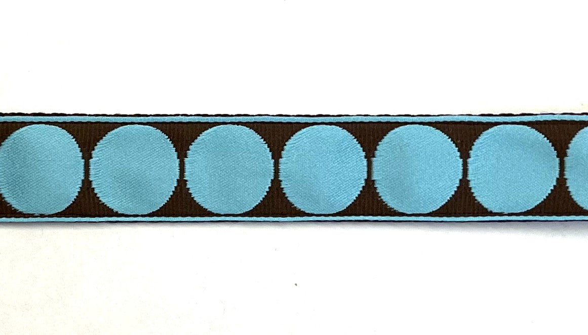 Brown with Light Blue Large Dot Dog Leash 1in