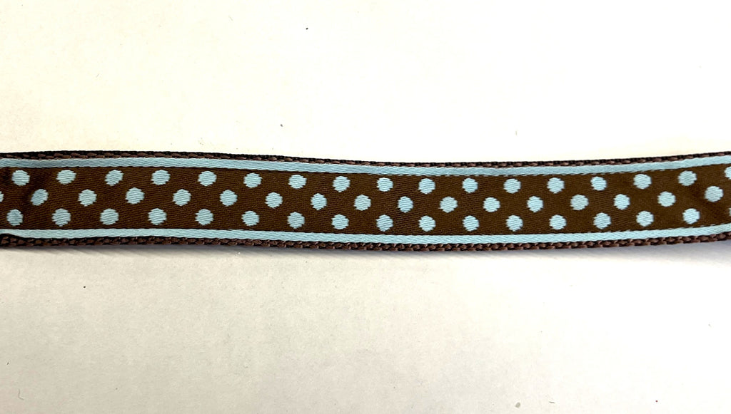 Brown with Light Blue Polka Dots Martingale Collar 3/4