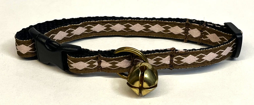 Brown with Light Pink Argyle Cat Collar