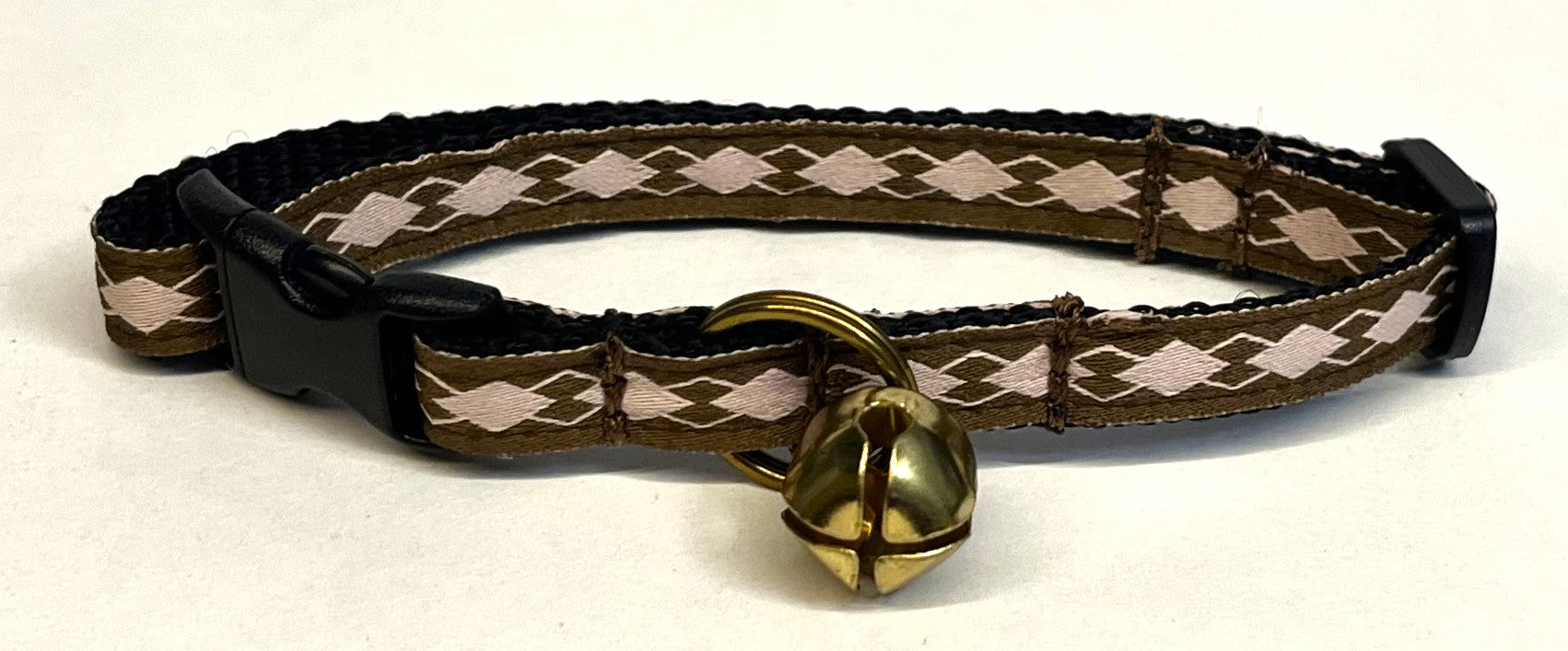 Brown with Light Pink Argyle Cat Collar