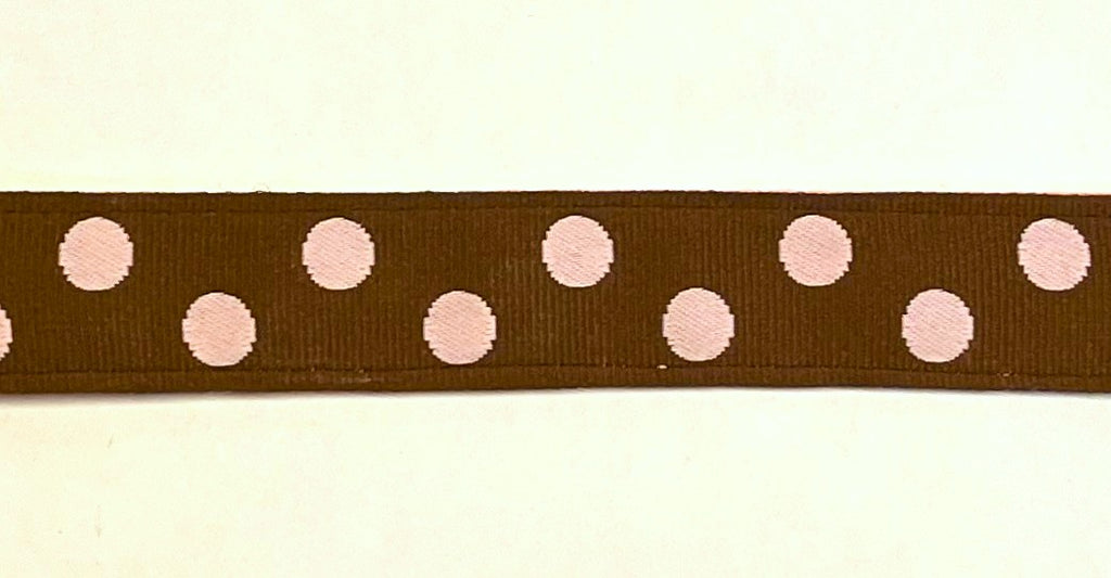 Brown with Light Pink Dots Dog Collar 1in
