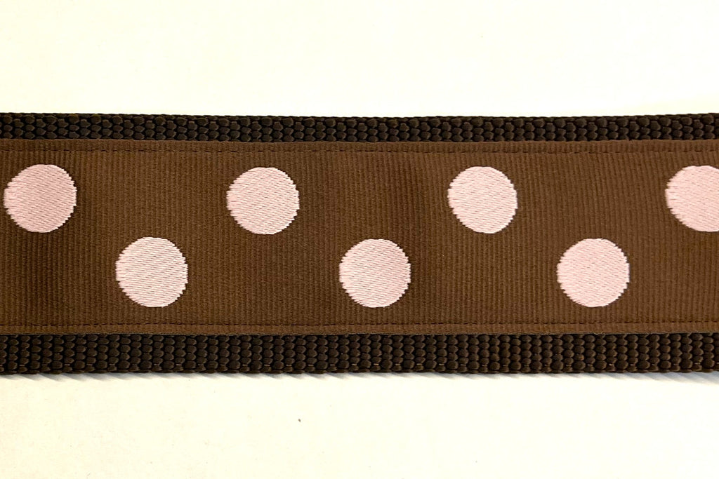 Brown with Light Pink Dots Dog Collar 2in