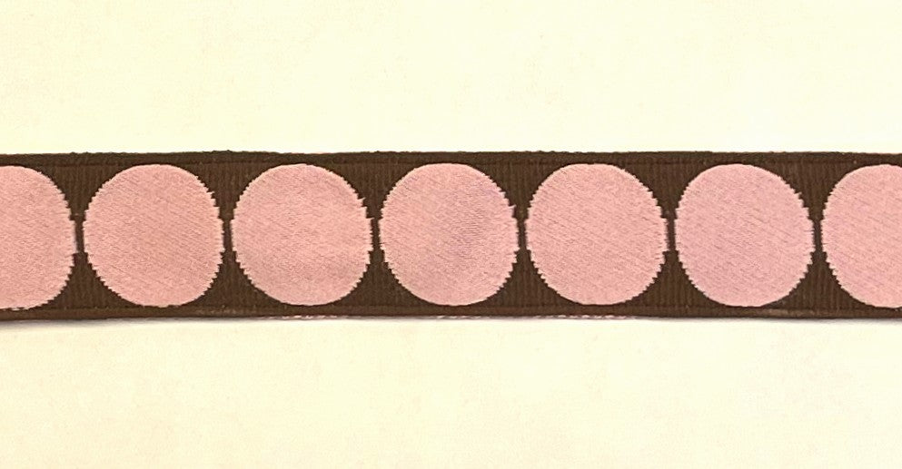 Brown with Light Pink Large Dot Chain Martingale Collar 1in