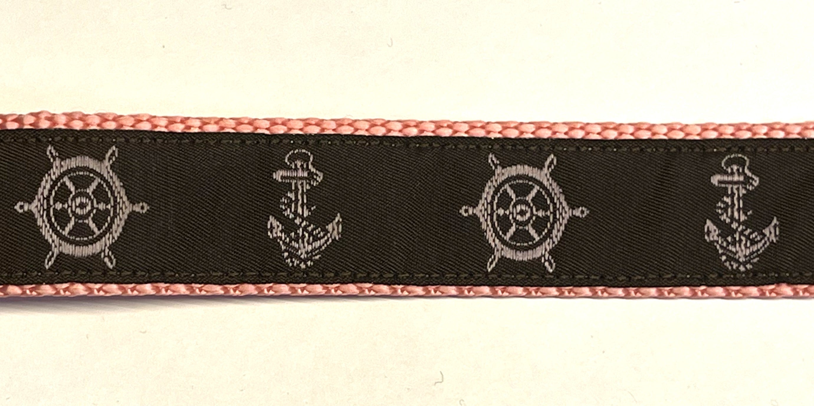 Brown with Light Pink Wheels and Anchors Dog Collar 1in