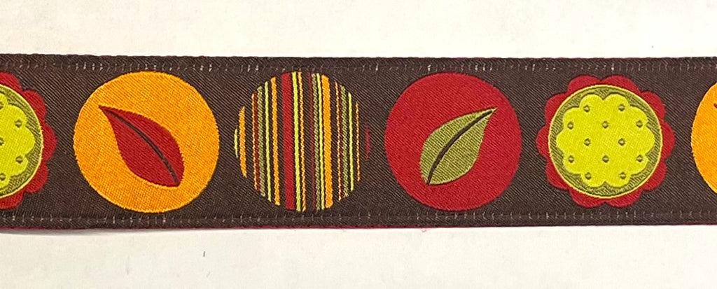 Brown with Colorful Circles Dog Collar 1 1/2 in