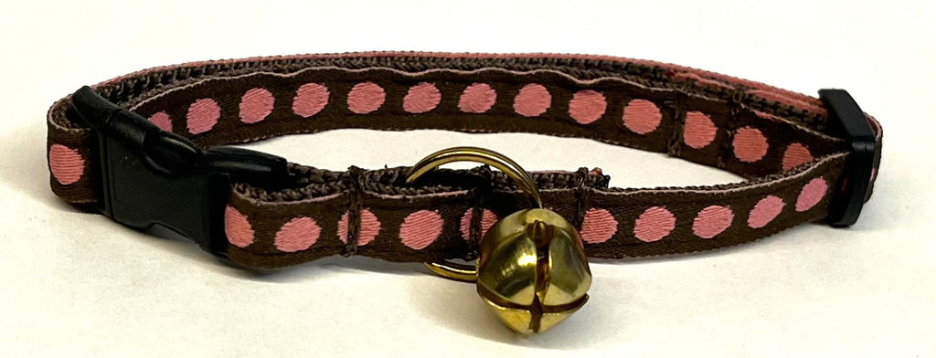 Brown with Pink Dots Cat Collar