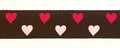 Brown with Pink and Dark Pink Hearts Dog Collar 1 1/2 in