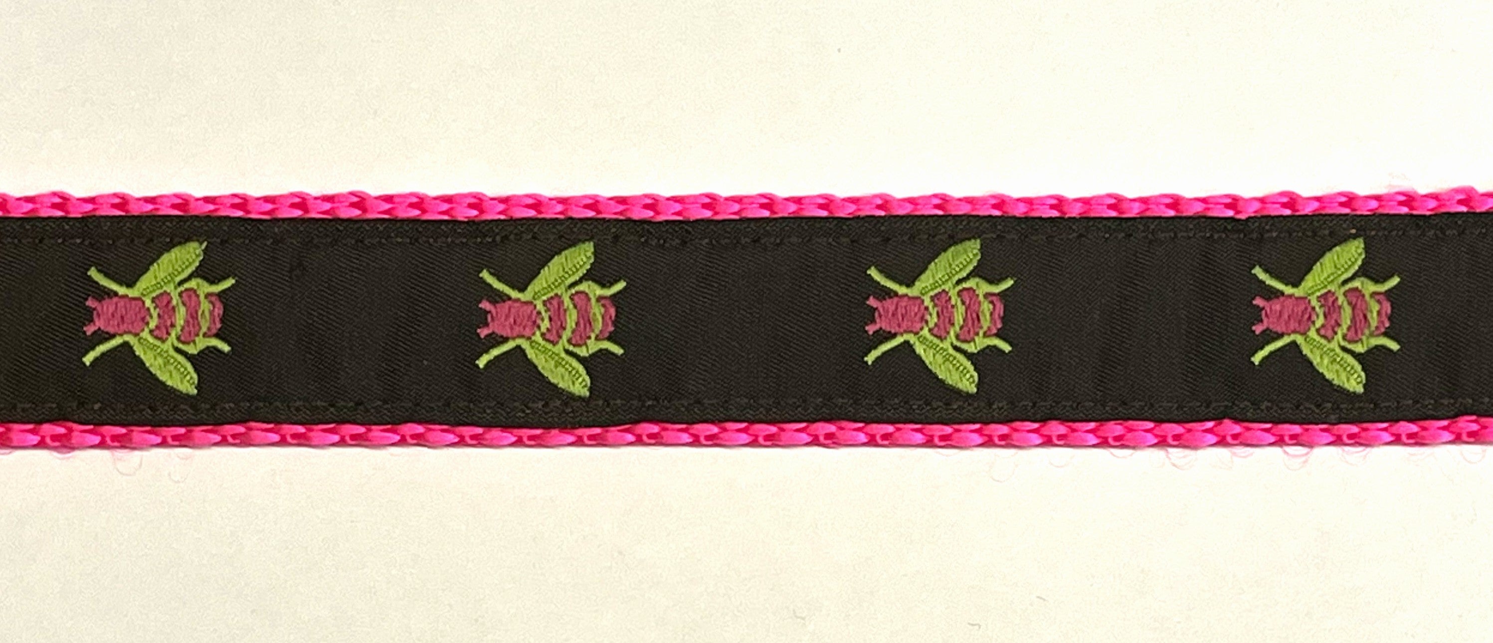 Brown with Pink Flies Chain Martingale Collar 1in