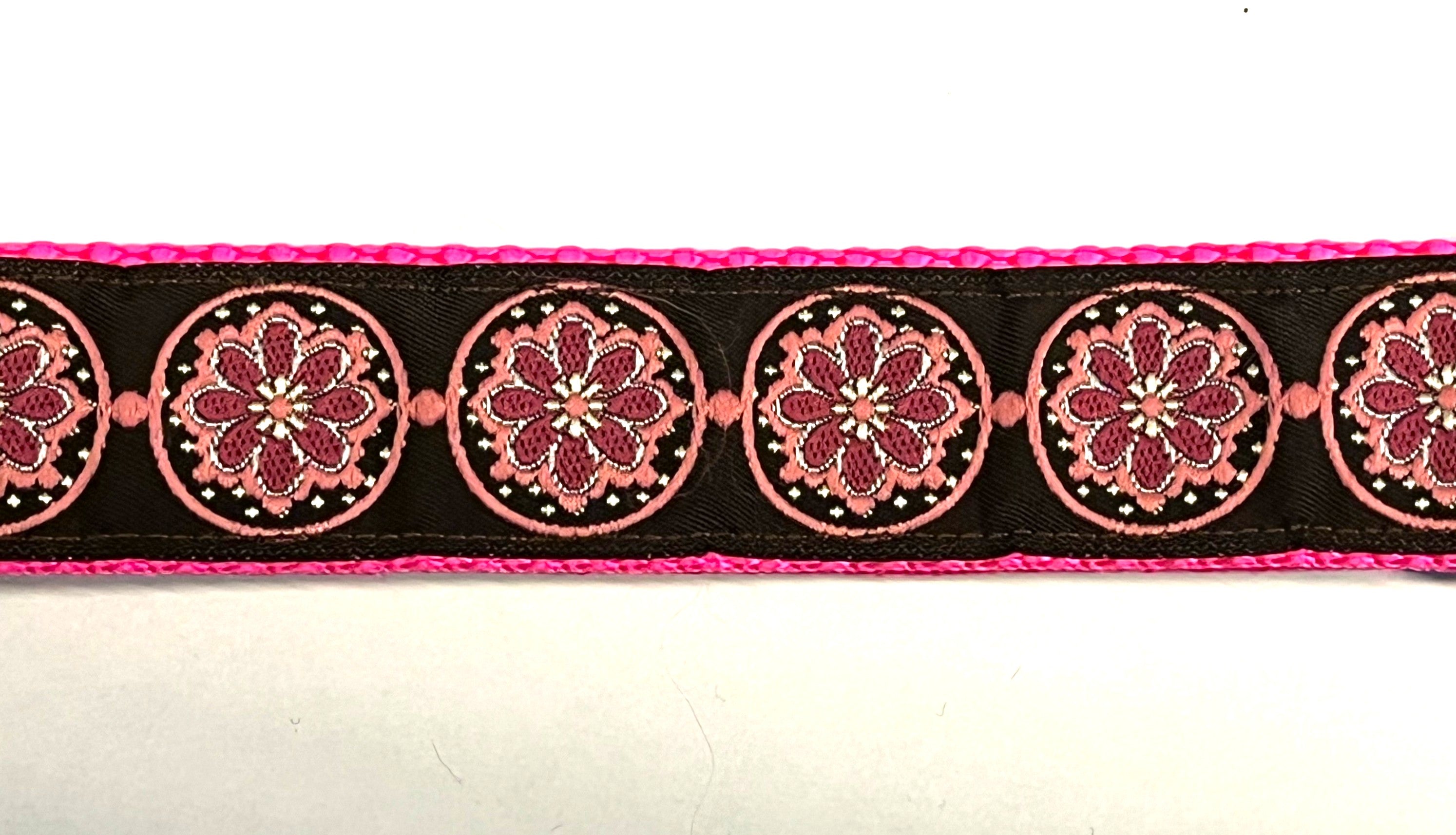 Brown with Pink Medallion Martingale Collar 1in