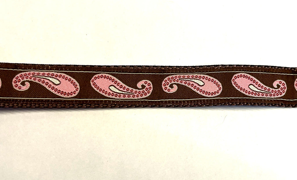 Brown with Pink Paisley Design Martingale Collar 3/4