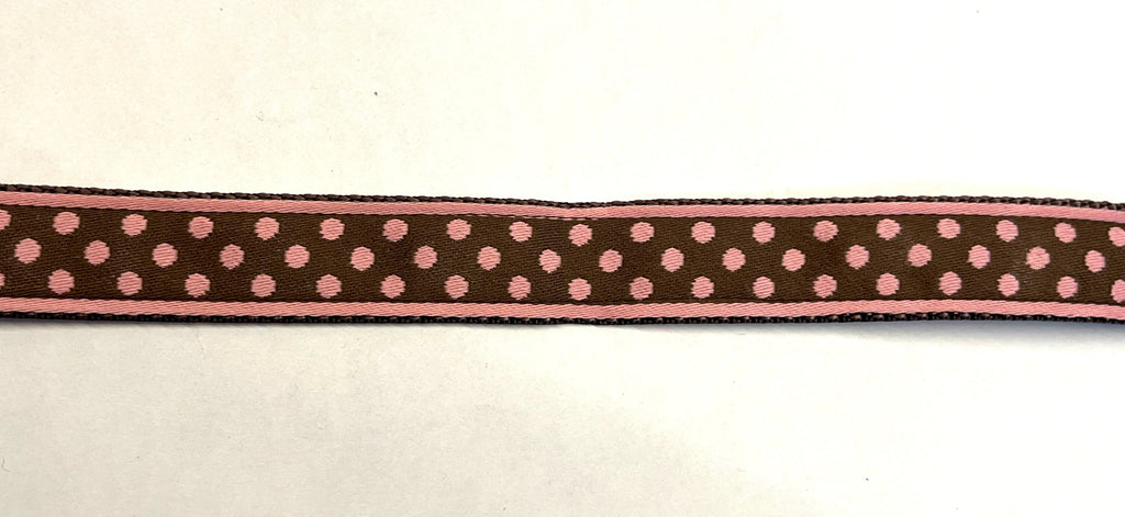 Brown with Pink Polka Dots Martingale Collar 3/4