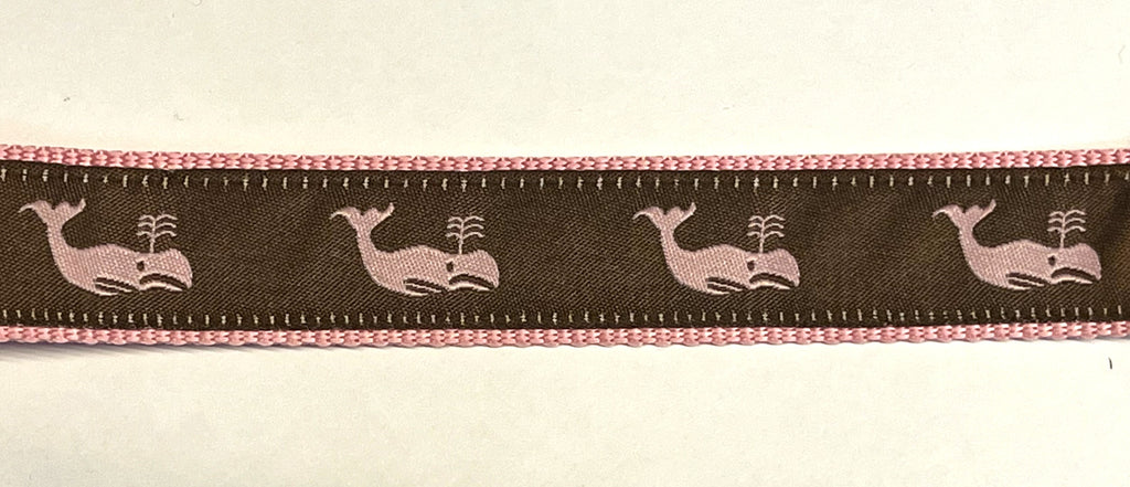 Brown with Pink Whales Dog Collar 1in