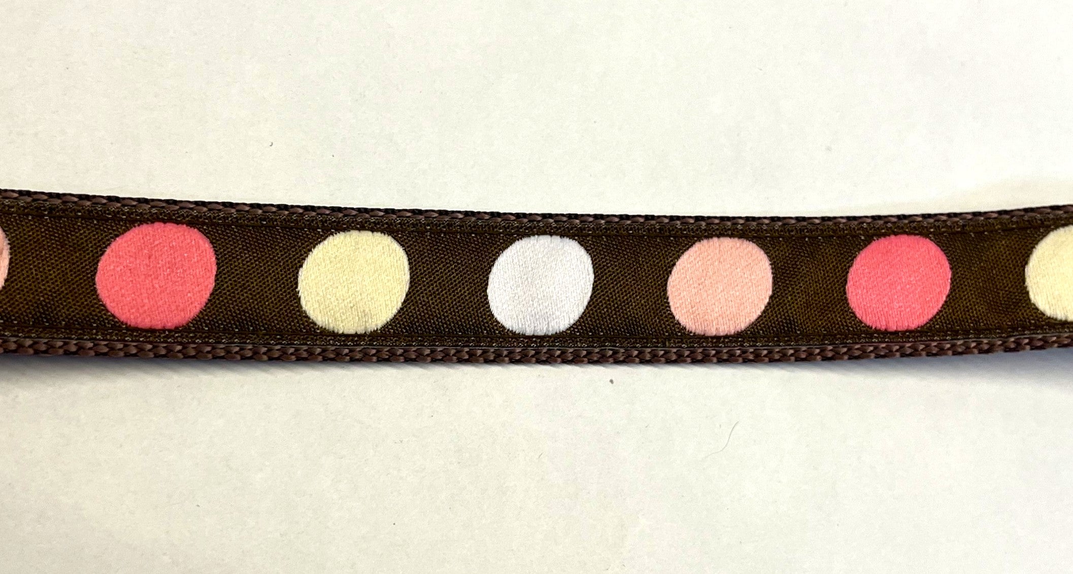 Brown with Pink, White, and Tan Dots Dog Collar 3/4