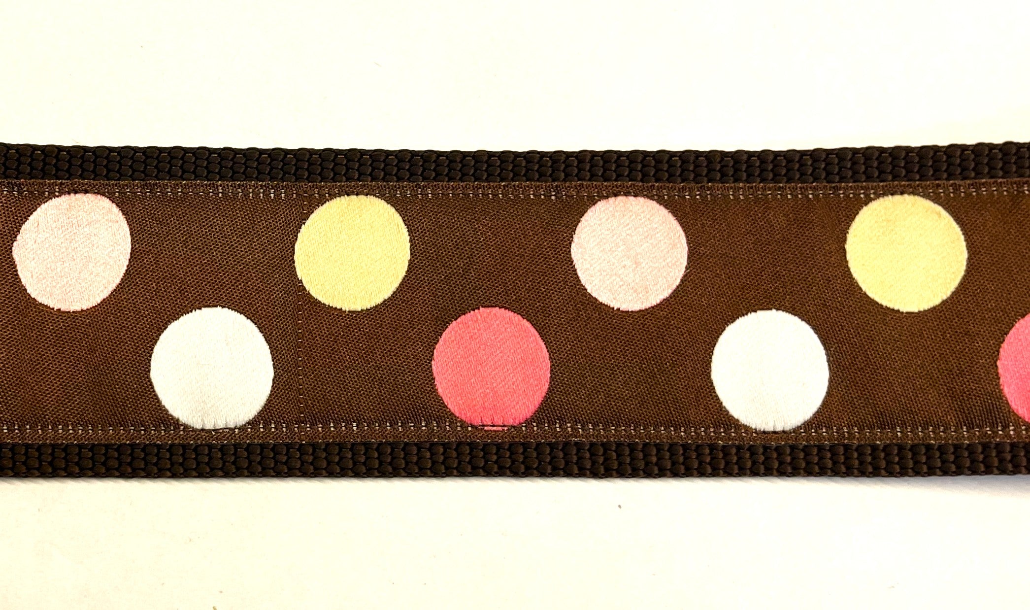 Brown with Pink, White, and Yellow Dots Dog Collar 2in