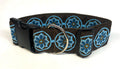 Brown with Blue Medallion Design Dog Collar 2in