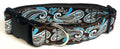 Brown with Blue Paisley Design Dog Collar 1 1/2 in