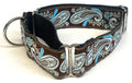 Brown with Blue Paisley Design Martingale Collar 1 1/2 in