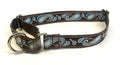 Brown with Blue Paisley Design Martingale Collar 1in