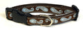 Brown with Blue Paisley Design Dog Collar 3/4