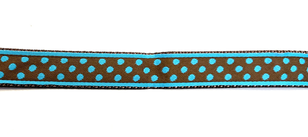 Brown with Blue Polka Dots Dog Collar 3/4