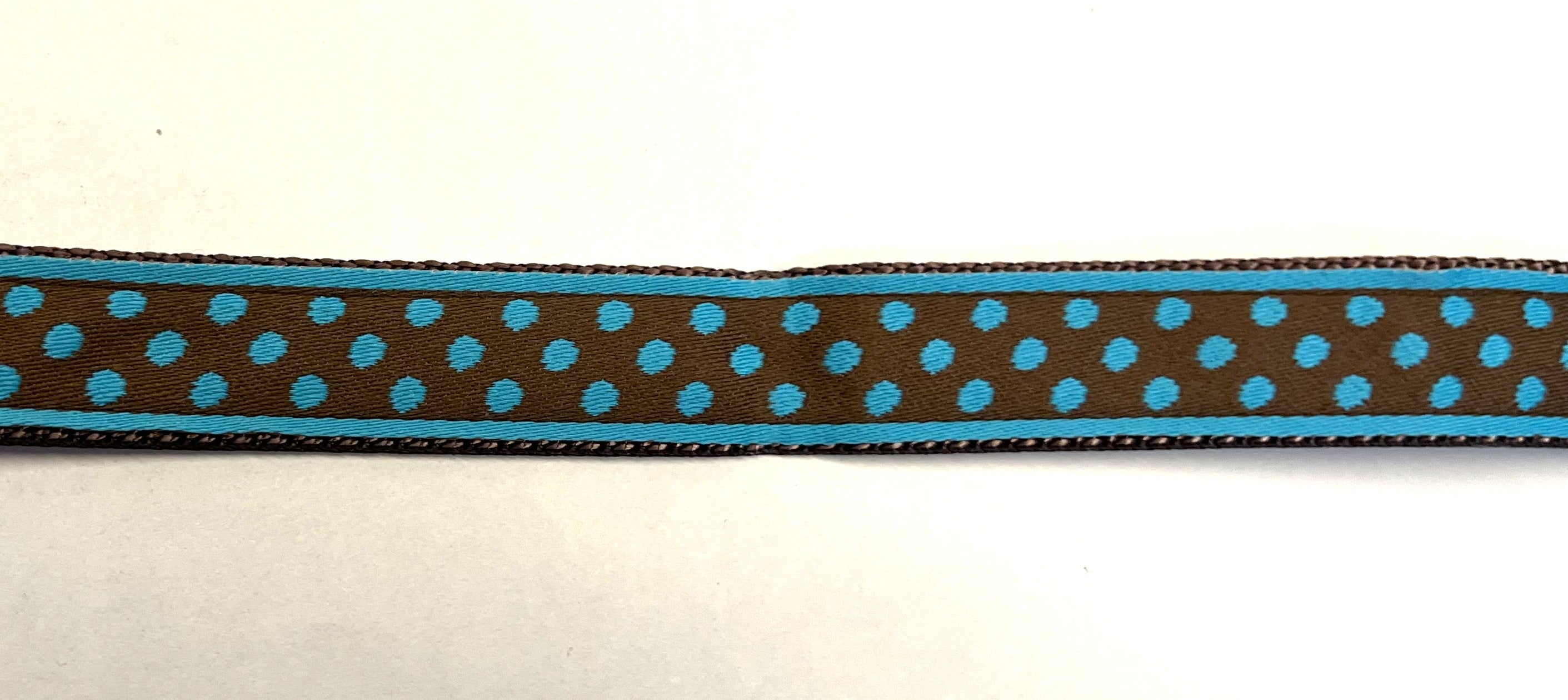 Brown with Blue Polka Dots Dog Leash 3/4