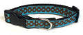 Brown with Blue Polka Dots Dog Collar 3/4
