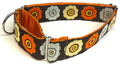 Brown with Blue, Orange, and Green Flowers Martingale Collar 1 1/2 in
