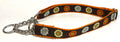 Brown with Blue, Orange, and Green Flowers Chain Martingale Collar 1in