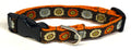 Brown with Blue Orange and Green Flowers Dog Collar 3/4