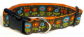 Brown with Blue, Orange, and Red Flowers Dog Collar 1 1/2 in