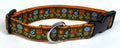 Brown with Blue, Orange, and Red Flowers Dog Collar 1in