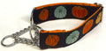 Brown with Blue, Orange, and Yellow Pumpkins Chain Martingale Collar 1 1/2 in