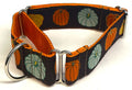 Brown with Blue, Orange, and Yellow Pumpkins Martingale Collar 1 1/2 in