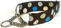 Brown with Blue, White, and Light Green Dots Chain Martingale Collar 1 1/2 in