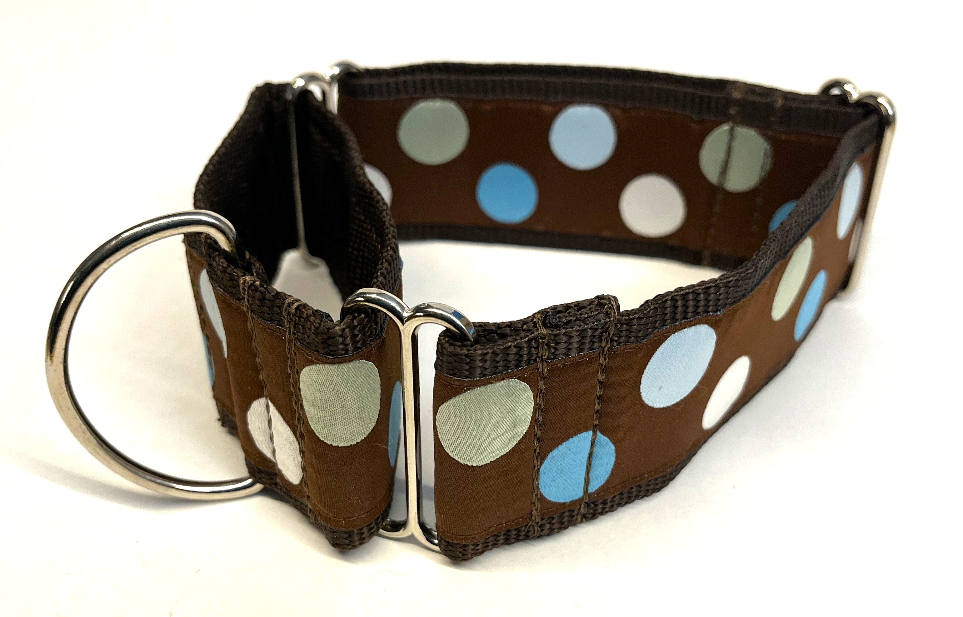 Brown with Blue, White, and Light Green Dots Martingale Collar 2in