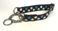 Brown with Blue, White and Light Green Dots Chain Martingale Collar 1in