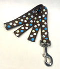 Brown with Blue, White and Light Green Dots Dog Leash 1in
