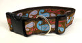 Brown with Blue and Pink Paisley Design Dog Collar 2in