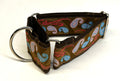 Brown with Blue and Pink Paisley Design Martingale Collar 2in