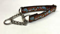 Brown with Blue and Pink Paisley Design Chain Martingale Collar 3/4