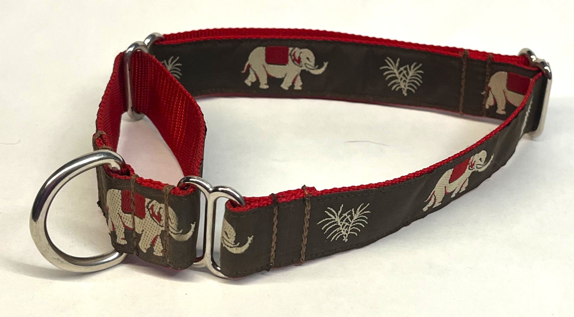 Brown with Elephants Martingale Collar 1in