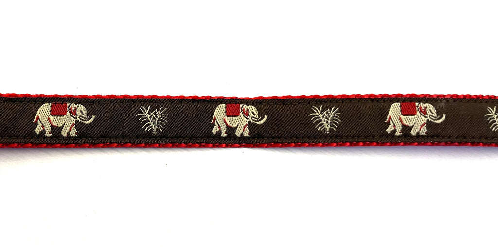 Brown with Elephants Dog Collar 3/4